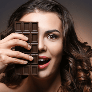 Woman holding chocolate